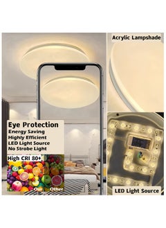 HUA QIANG WANG Round LED Ceiling Light Fixture Modern Simple Ultra-thin Flush Mount Ceiling Lamp for Bedroom Living Room Dining Room Kitchen Island Hallway  - Image 4