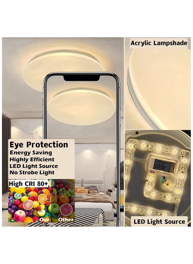 HUA QIANG WANG Round LED Ceiling Light Fixture Modern Simple Ultra-thin Flush Mount Ceiling Lamp for Bedroom Living Room Dining Room Kitchen Island Hallway - Image 4