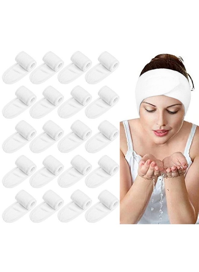 Tergy 20Pcs Facial Spa Headband Head Wrap Terry Cloth Headband For Washing Face Makeup Adjustable Stretch Towel With Magic Tape - Image 1
