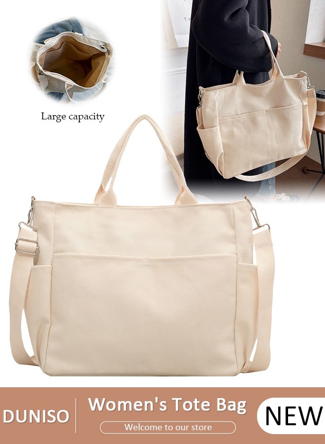 DUNISO Women's Shoulder Tote Bag Canvas Handbag For Women Large Capacity Crossbody Bag Fashionable Travel Messenger Shoulder Bag For Ladies Girls College Students - Image 1