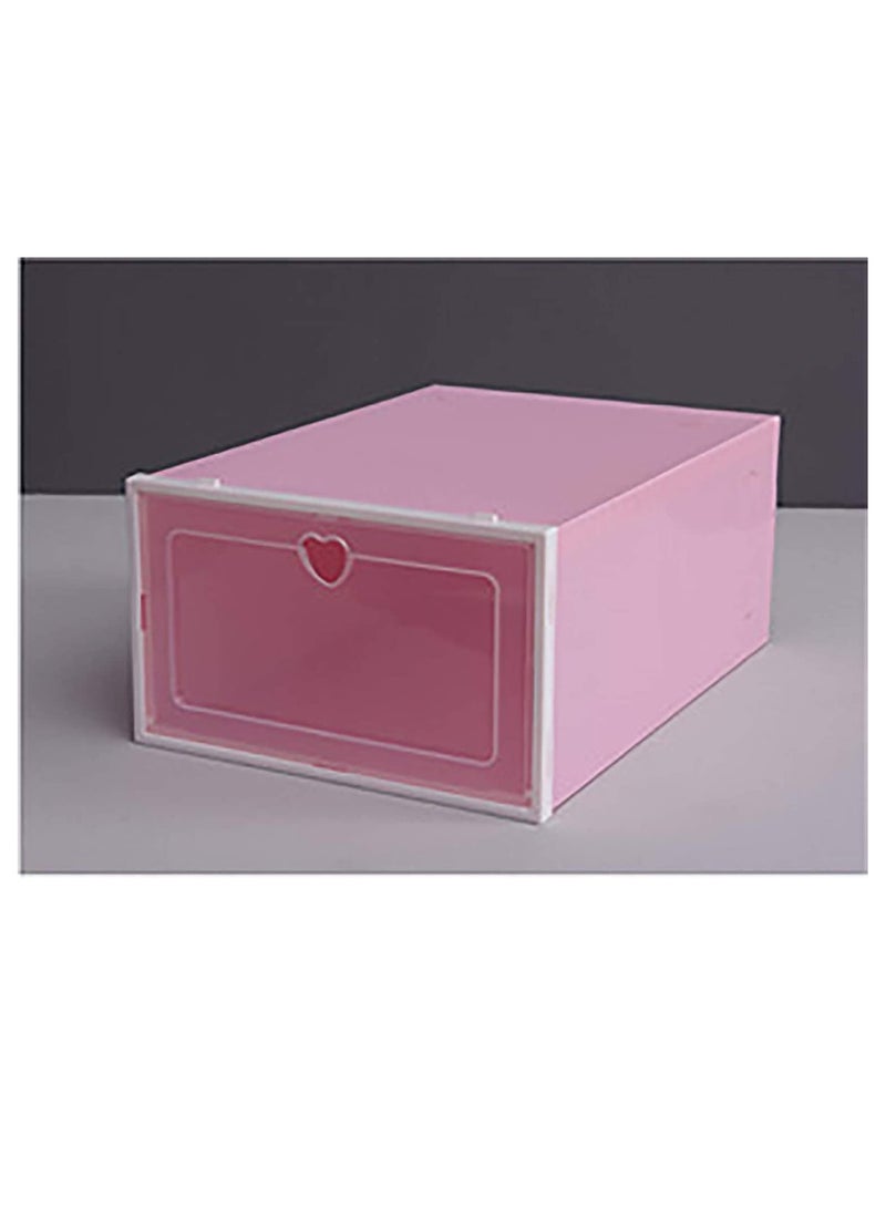 صندوق أحذية، صندوق أحذية قابل للتكديس، منظم تخزين، صندوق أحذية منزلي شفاف، 6 قطع (3 أبيض و3 وردي) - Image 3