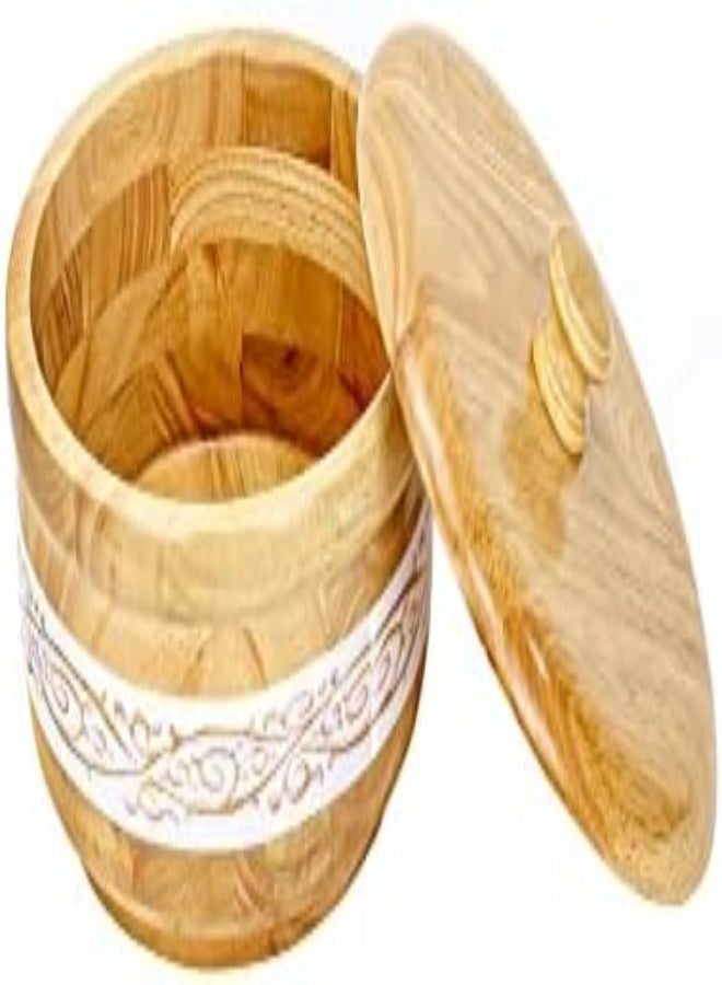 AKDC Wooden Bowl With Lid In Light Brown Color With White Texture Hot Pot Food Dish Bowls Serving Dishes Storage Containers, Casserole Box Chapatti Hotpot Dining Kitchen Tableware (S - 18 Cm) - Image 4