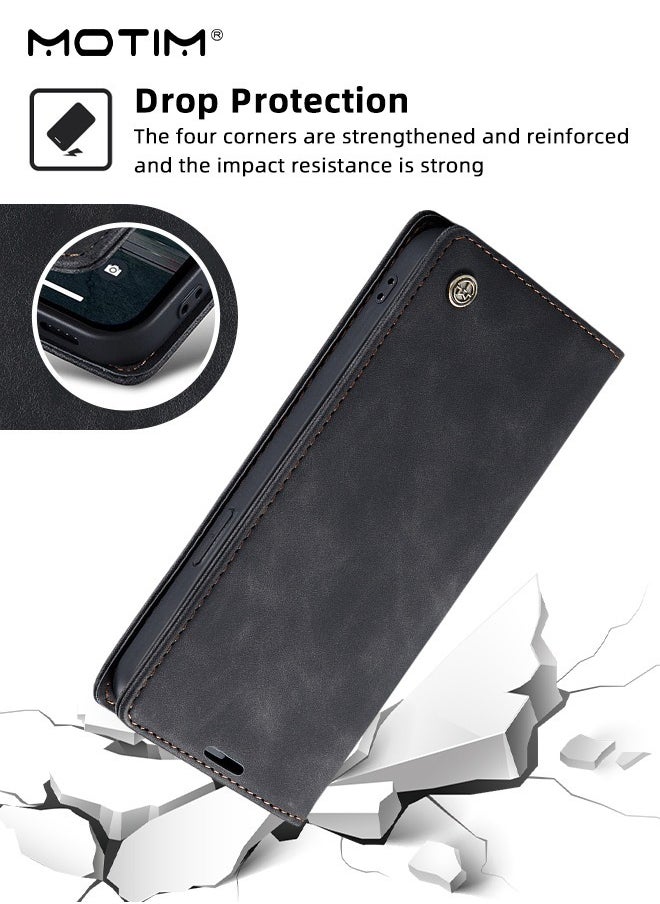 Motim iPhone 14 Pro Wallet Case with Card Holder & Kickstand, Premium Leather Full Shockproof Protection Phone Case Cover, Magnetic Flip Cover, Adjustable Stand Phone Shell with Wallet Card Holder  - Image 4