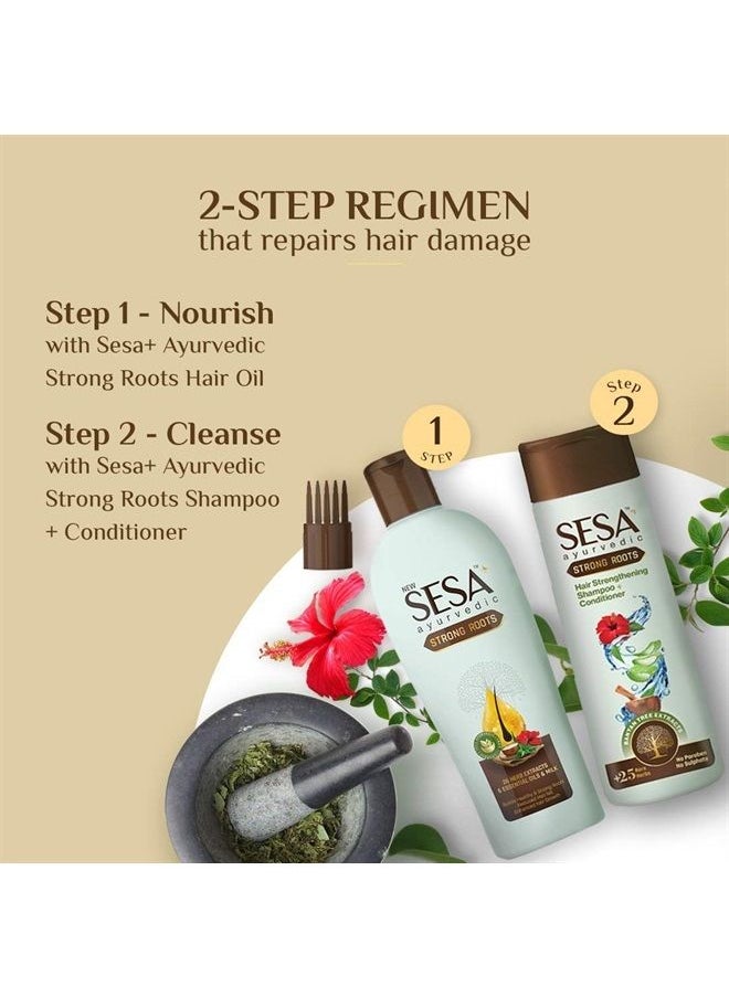 Sesa - Sesa Ayurvedic Strong Roots Hair Oil for Hair Fall Control and Hair Growth Prevents Hair Fall, Supports Growth, Repairs Damage Bhringraj and 25 Rare Herbs with 6 Nourishing Oils All Hair Types 10 - Image 1