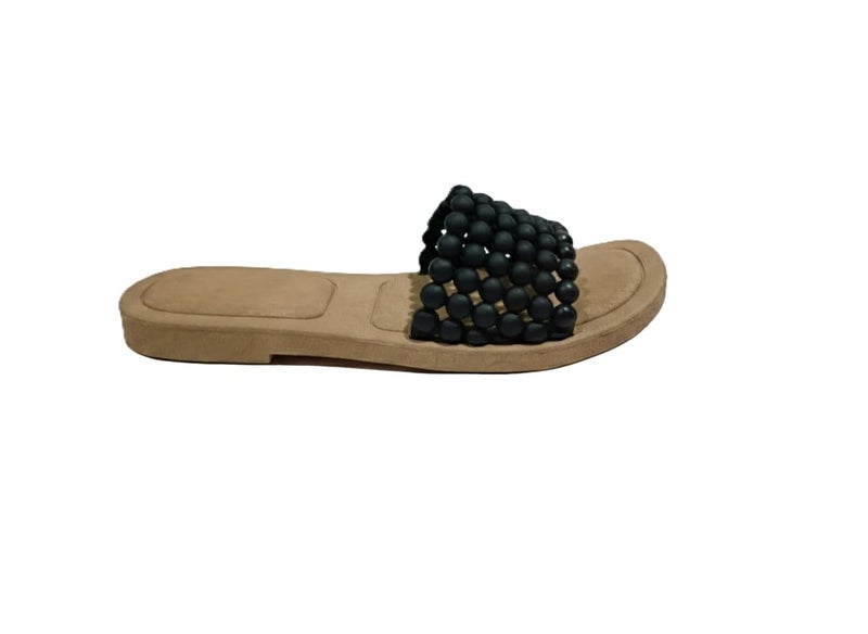 Bubble Slides Women Fashion Slippers - Comfortable Lightweight Flat Slippers for Home, Beach, Soft Sole and Anti-Slip - Black - Size 39 - Image 1
