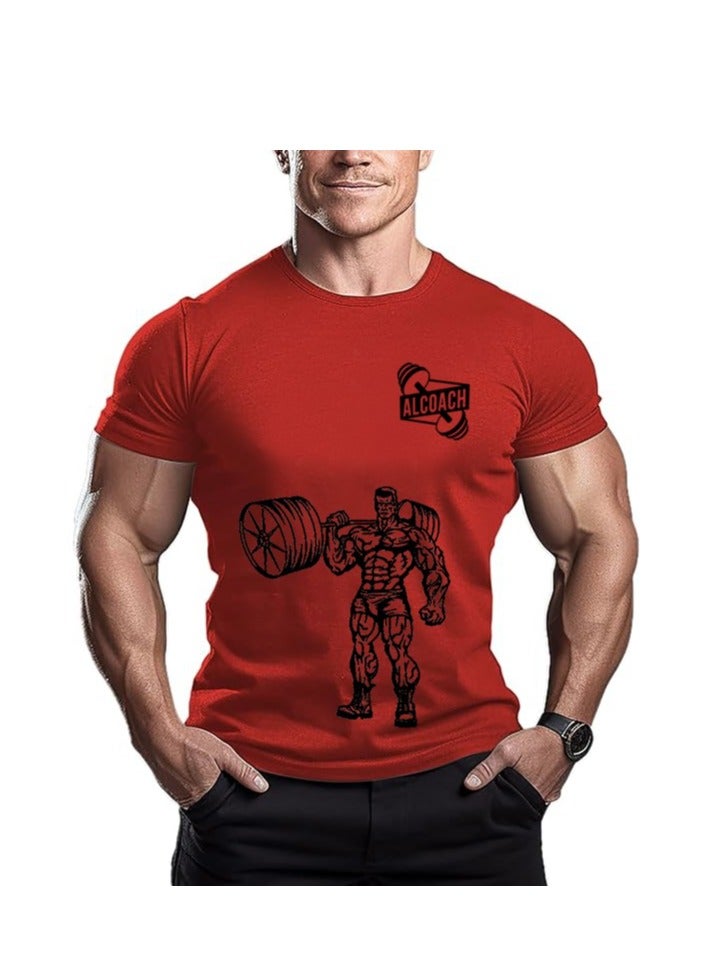 ALCOACH Men's Oversize T-shirt - ALCOACH - NEVER GIVE UP  Printed for exercise, gym and bodybuilding  - Image 1