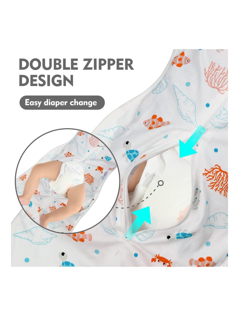 Bebiland - Baby Swaddle Sleep Sack, Cuff Removable Arms Up Design, Transitions to Arms-Free Wearable Blankets with 2-Way Zipper (M,Underwater World) - Image 1