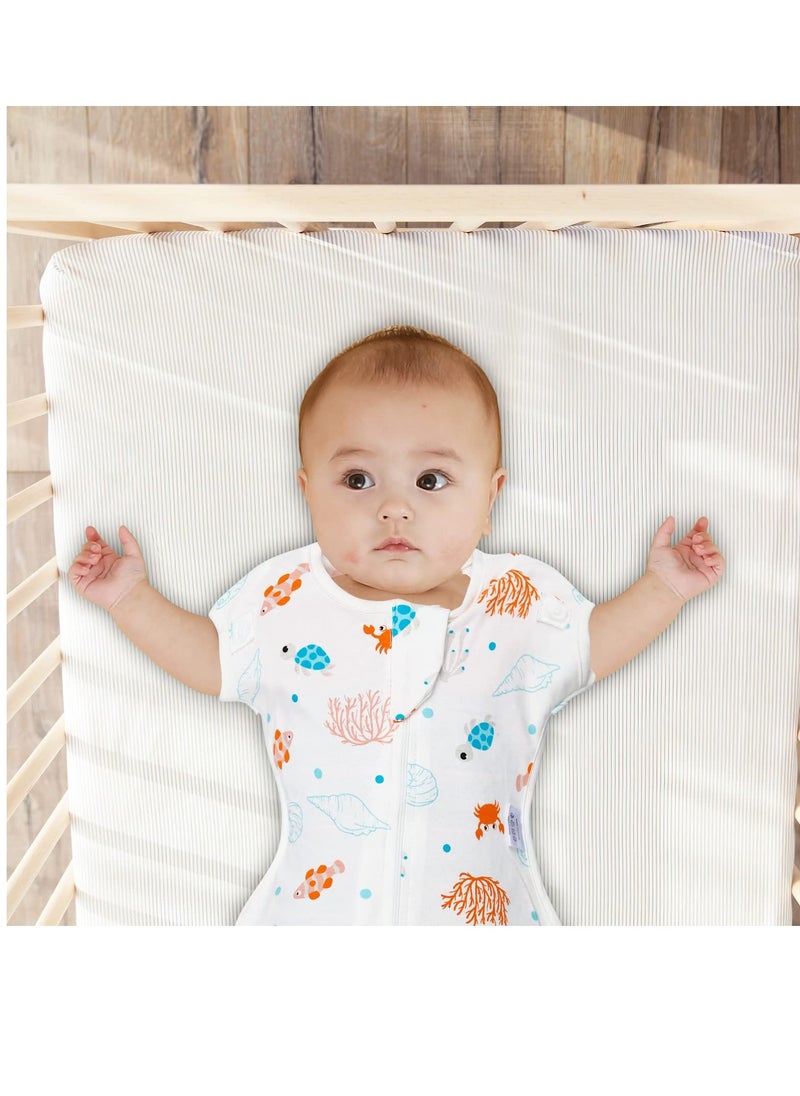 Bebiland - Baby Swaddle Sleep Sack, Cuff Removable Arms Up Design, Transitions to Arms-Free Wearable Blankets with 2-Way Zipper (M,Underwater World) - Image 1