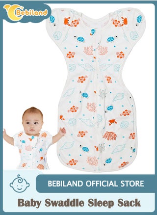 Baby Swaddle Sleep Sack, Cuff Removable Arms Up Design, Transitions to Arms-Free Wearable Blankets with 2-Way Zipper (M,Underwater World) - pzsku/Z414B8B83E9ADC1225AF3Z/45/_/1737017161/424be34d-f97f-415c-8bd8-e2114720c57d