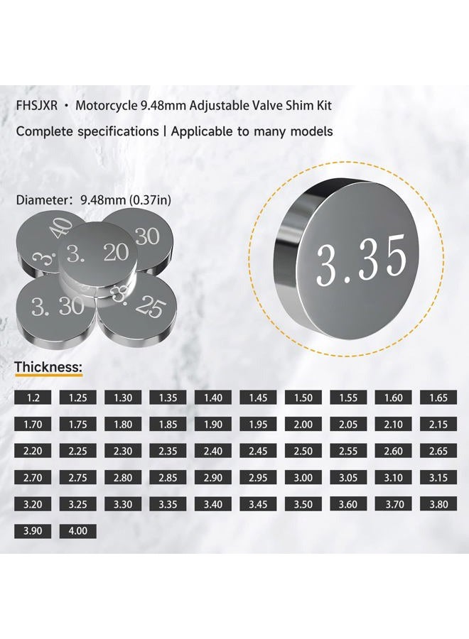 FHSJXR 9.48mm Adjustable Valve Shim Kit for Suzuki LT-Z400 QuadSport 2003-2012/LTR450Z LT-R450 QuadRacer 2006-2011,Yamaha YFZ450R YZ250FX YZF-R1 WR250F/Kawasaki KX250 KX450F KLX300R - Image 2
