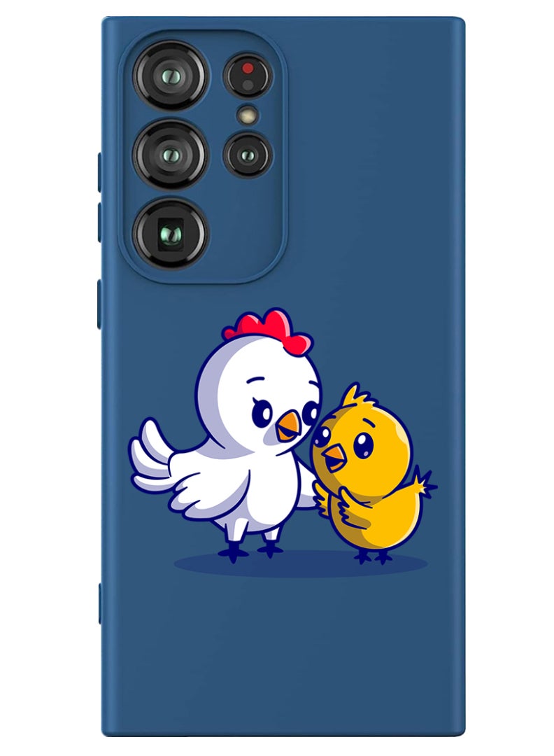 Theodor Protective Slim Fit Case Liquid Silicone Cover with Full Body Protection Anti-Scratch Shockproof Case For Samsung Galaxy S24 Ultra (Blue) - Chicken & Hen - Image 1