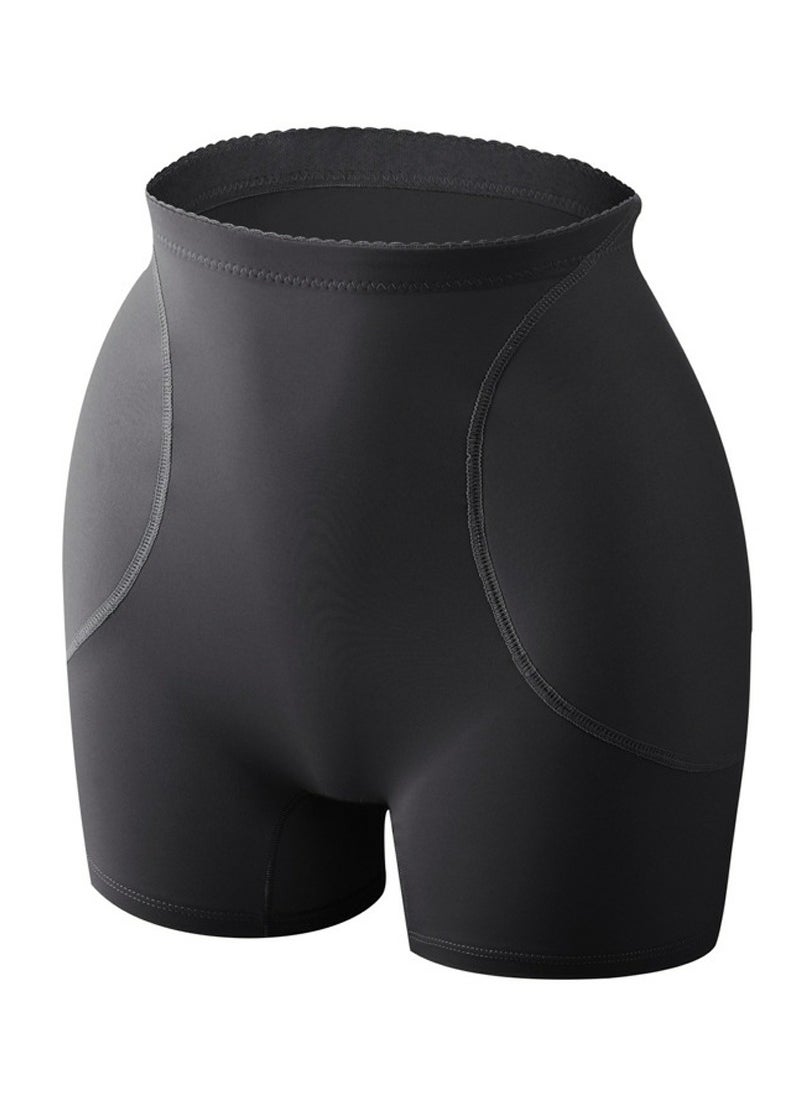 Loquat - Women's Solid Color Breathable Underwear High-Waisted Sponge Pad Hip Lift Boxer Briefs Soft Stretch Underwear Panties Black - Image 1