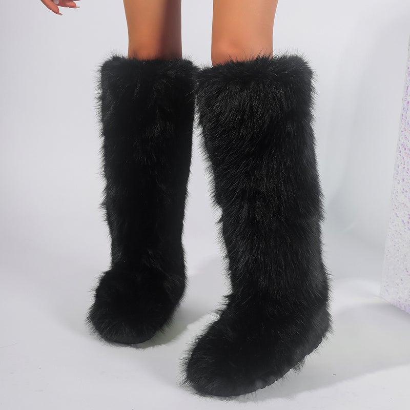 High Boots Knee High Snow Boots Women'S Warm Faux Fox Fur Boots Y2K Fur Boots - Image 2