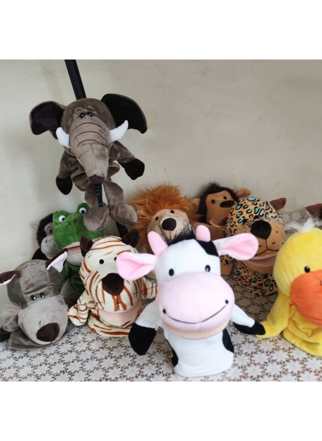 Generic - Plush Hand Doll Abdominal Language Animal Gloves Mouth Moveable Parent-Child Interactive Toy Doll With Legs And Legless-Color:big-eyed Dog-Height:27CM - Image 1