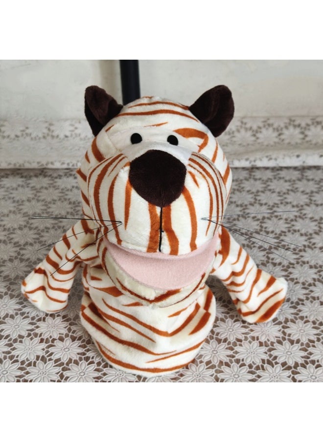 Generic - Plush Hand Doll Abdominal Language Animal Gloves Mouth Moveable Parent-Child Interactive Toy Doll With Legs And Legless-Color:big-eyed Dog-Height:27CM - Image 1