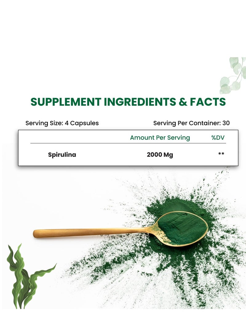 Himalayan Organics Spirulina Green Super Food 120 Vegetarian Capsules - Image 3