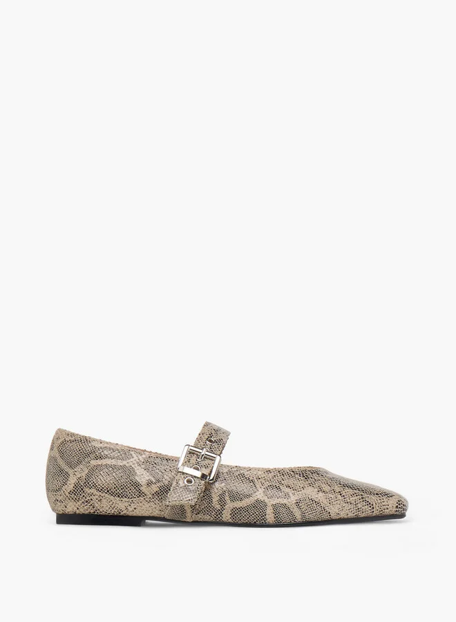 سيليست Women's Animal Print Ballerina Shoes with Buckle Closure