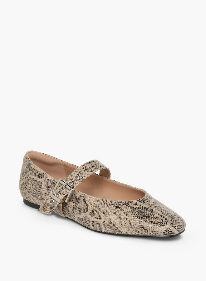Celeste Women's Animal Print Ballerina Shoes with Buckle Closure
