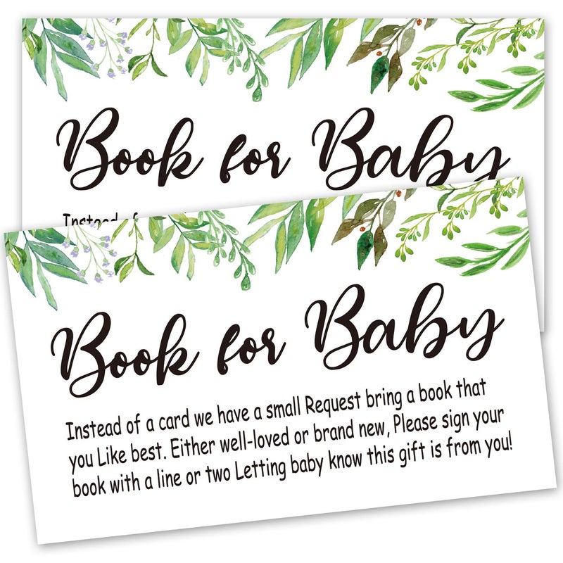 Giftideaworkshop Books for Baby Shower Request Cards,50 Greenery Invitation Inserts, Book Request Cards, Games, Baby Party Supplies - Image 1