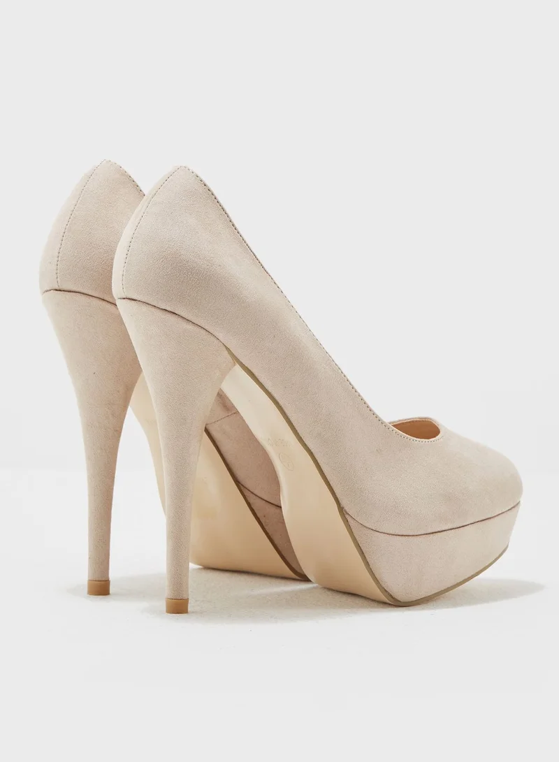Truffle High Heel Platform Pumps