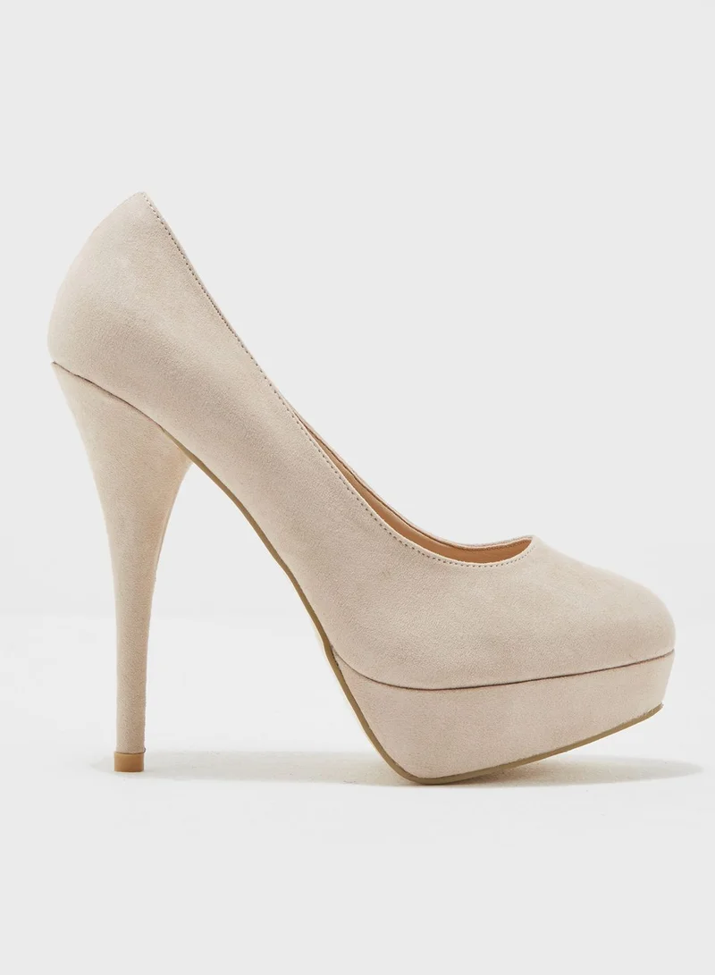 Truffle High Heel Platform Pumps