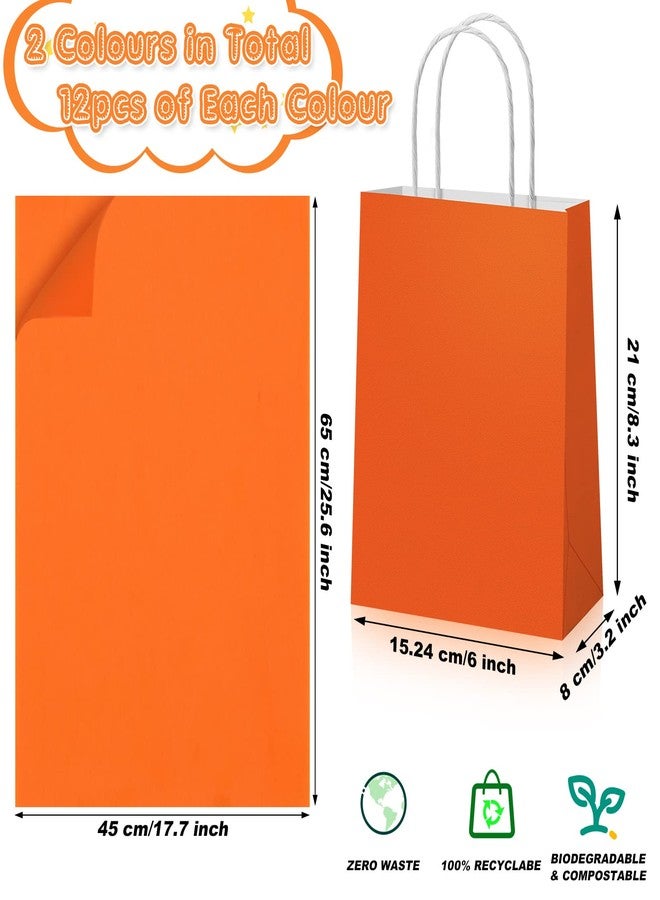 Fumete 24 Pack Kraft Paper Gift Bags with Tissues Papers Colorful Party Favor Bags with Handles for War Party Target Sign Birthday Wedding Baby Shower Supplies(Blue, Orange - Image 2