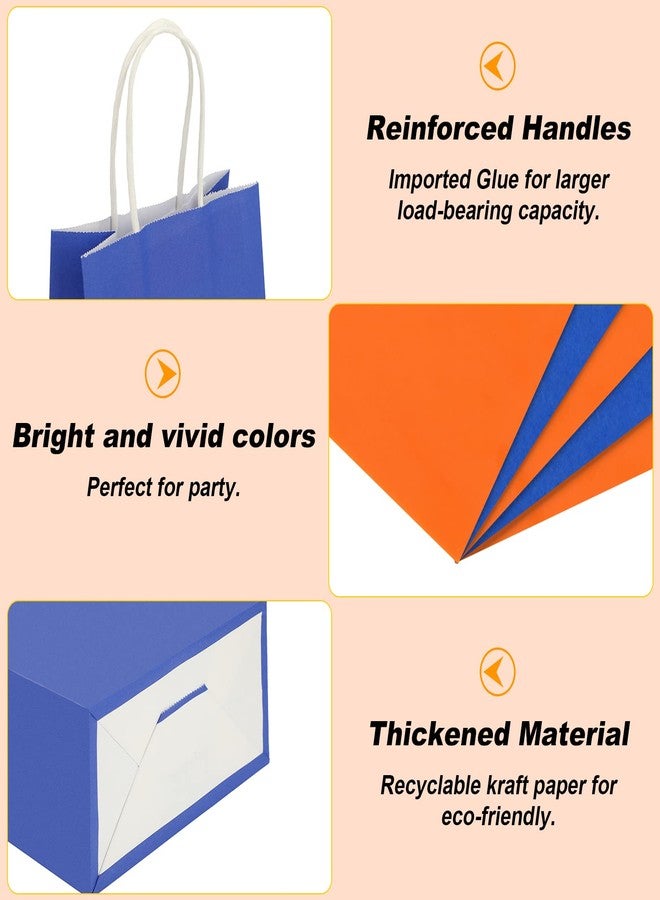 Fumete 24 Pack Kraft Paper Gift Bags with Tissues Papers Colorful Party Favor Bags with Handles for War Party Target Sign Birthday Wedding Baby Shower Supplies(Blue, Orange - Image 3