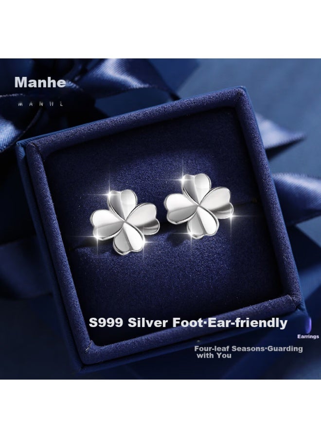 Manhe S999 Sterling Silver Stud Earrings For Women, New Style Earrings, Birthday Gift For Wife Or Girlfriend - Image 1