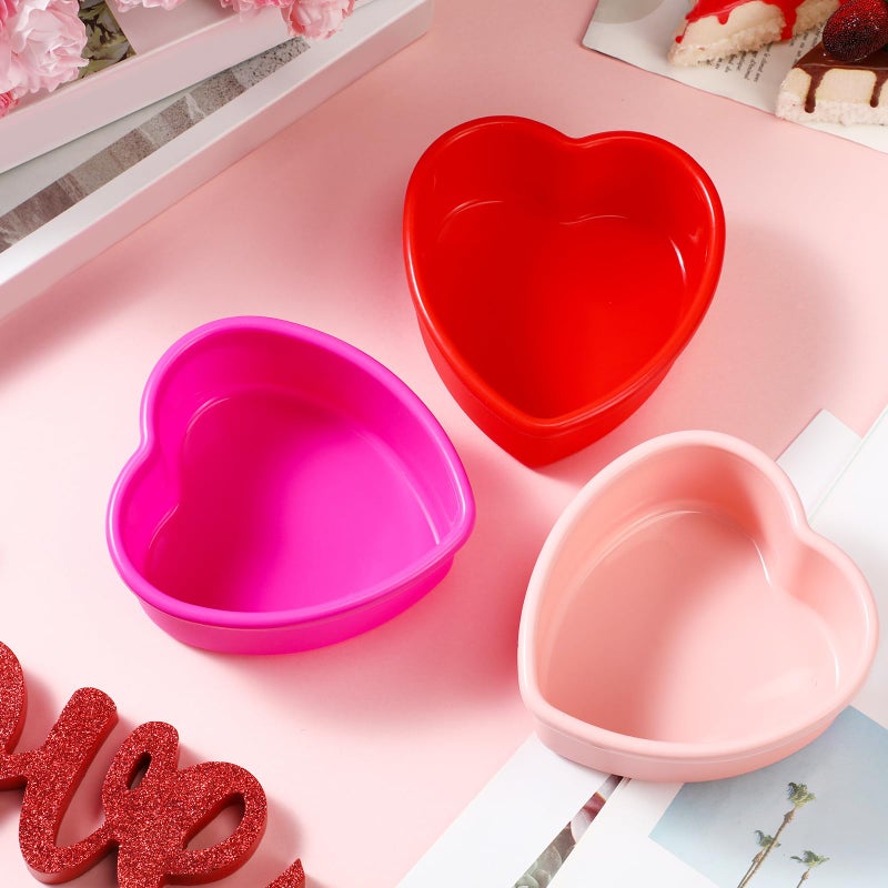 Menkxi 12 Pcs Valentine Heart Shaped Cake Pans Galentine Pink Red Silicone Mini Heart Cake Mold Nonstick Dessert Pan Chocolate Baking Tray Bakeware for Valentine Birthday Cupcake Muffin Tool(Multicolor,4'') - Image 4