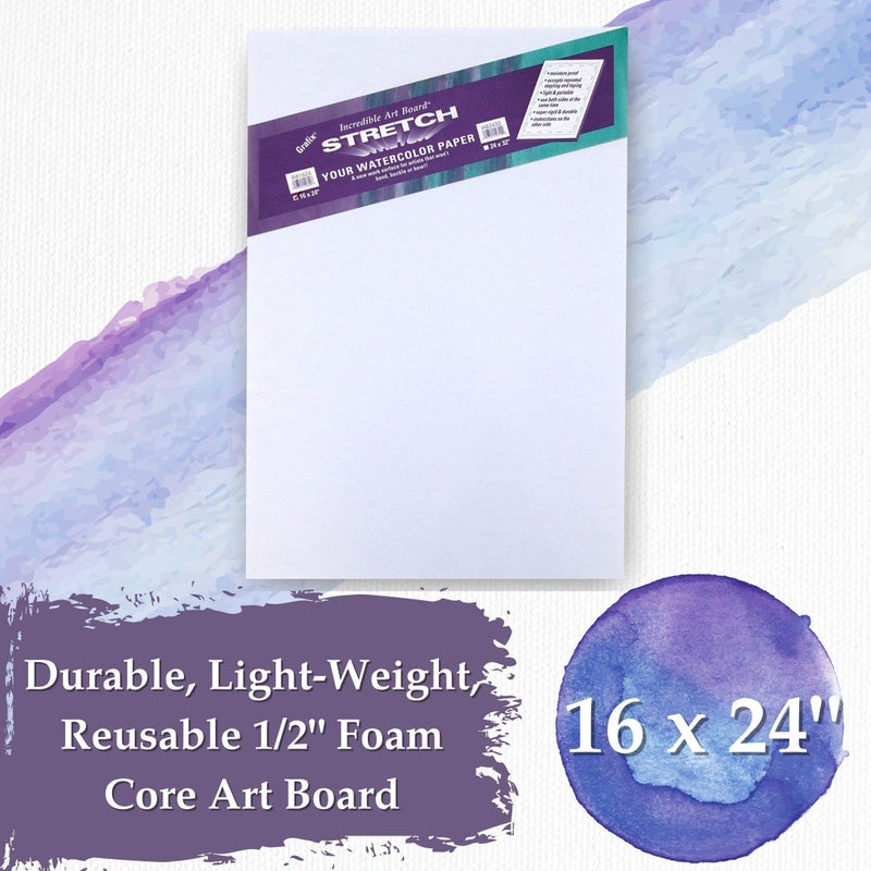 Grafix Incredible Art Board - Durable, Light-Weight, Water-Resistant, Reusable Â½â€ Foam Core Art Board, Great for Stretching Watercolor Paper, 16 x 24 - Image 2