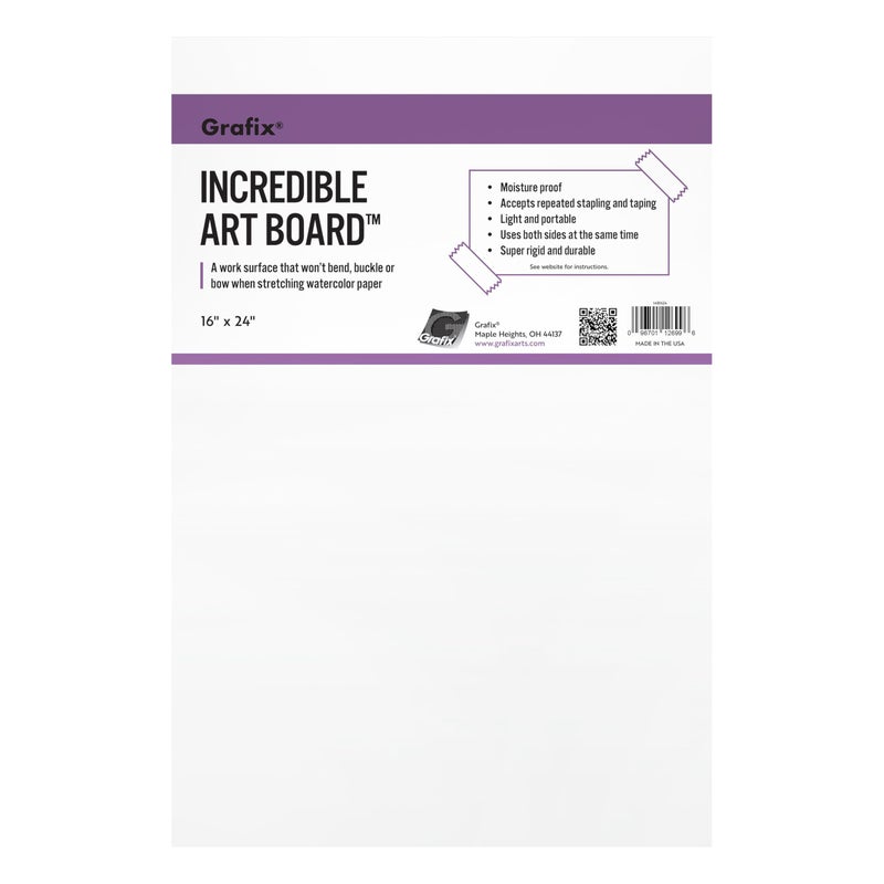 Grafix Incredible Art Board - Durable, Light-Weight, Water-Resistant, Reusable Â½â€ Foam Core Art Board, Great for Stretching Watercolor Paper, 16 x 24 - Image 1