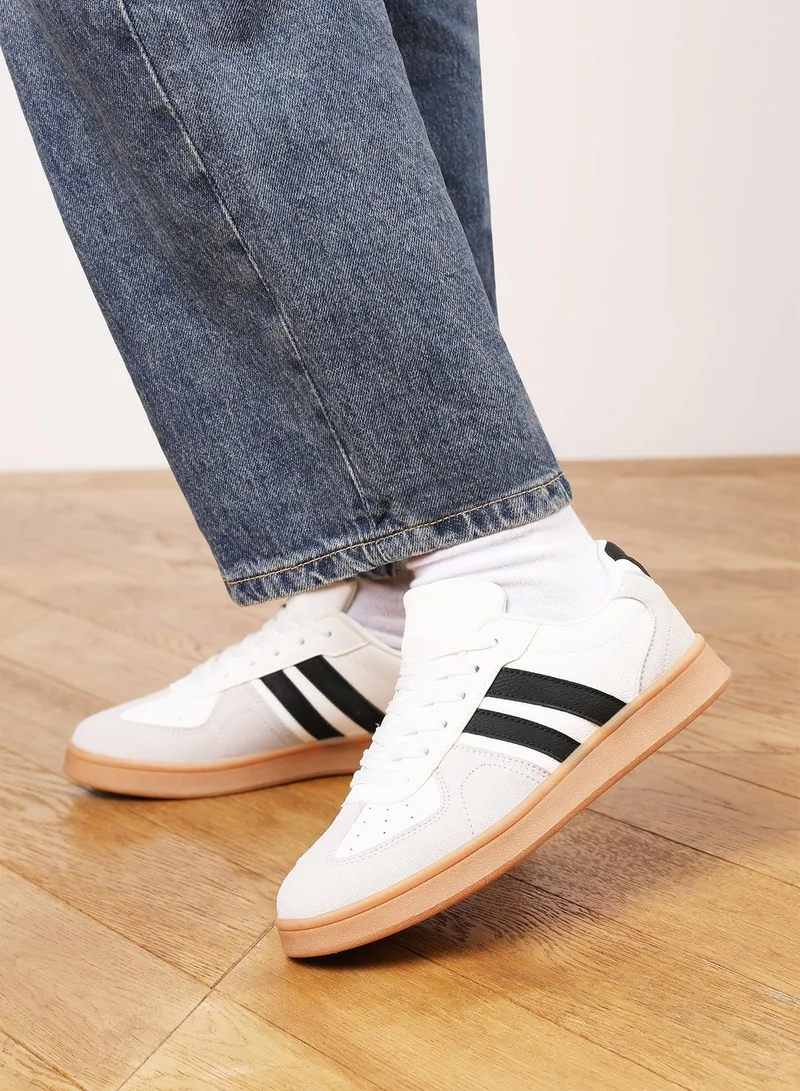 Where's That From  'Xia' Classic retro lace up trainer with stripes for Women | Best Price UAE