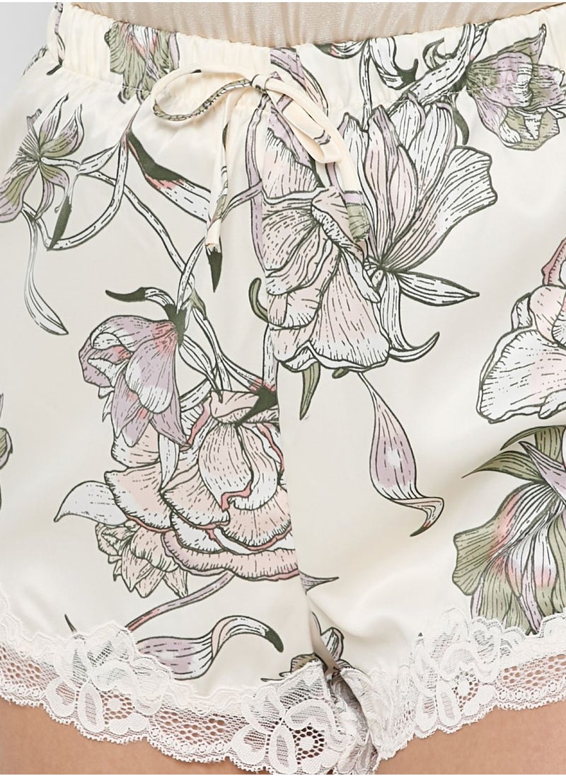hunkemoller - Floral Print Lace Hem Boxer Brief - Image 1