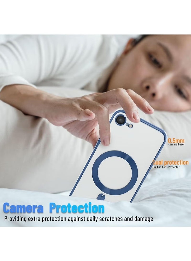 ELTRAZONE Apple iPhone 16e 5G 2025 MagSafe Compatible PU Clear Case – Luxury Plating Finish, Raised Lips for Camera Protection, Shockproof Transparent Cover with Slim Fit Design & Precise Cutouts Navy Blue - Image 3
