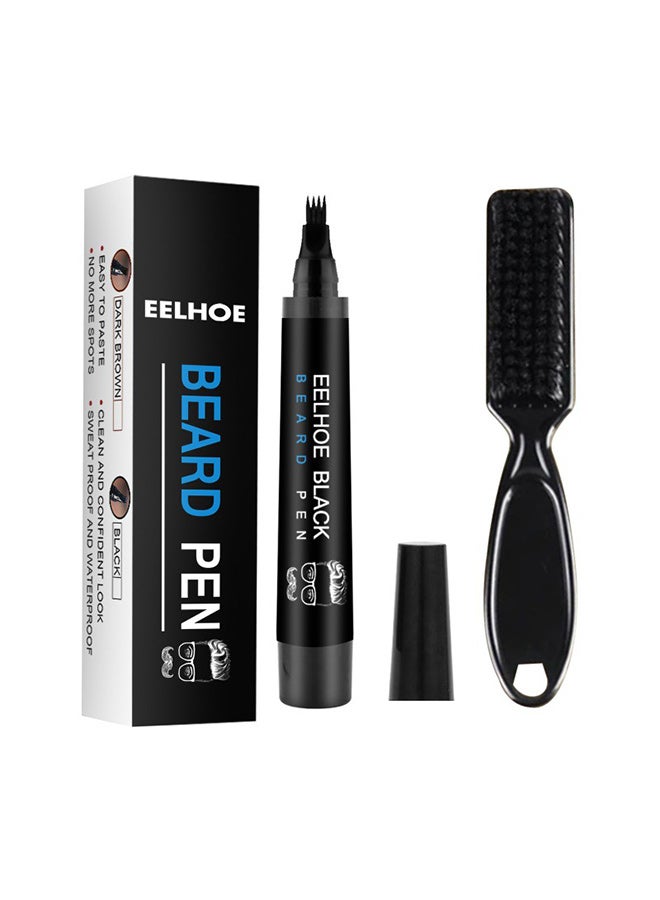 eelhoe Beard Filler Pen Kit, Waterproof Beard Pen Beard Tracing Pen Beard Styling Tracing Pen (Black) - Image 1