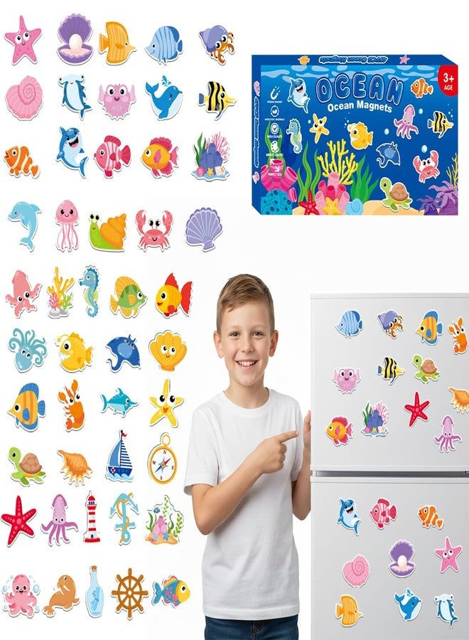 PATPAT® 48Pcs Cartoon Ocean Animal-Themed Fridge Magnets Refrigerator Stylish, Cute Sea Creature Decorative Magnets for Refrigerator, Whiteboard & Classroom Décor, Fun DIY Educational Gift Choice - Image 1