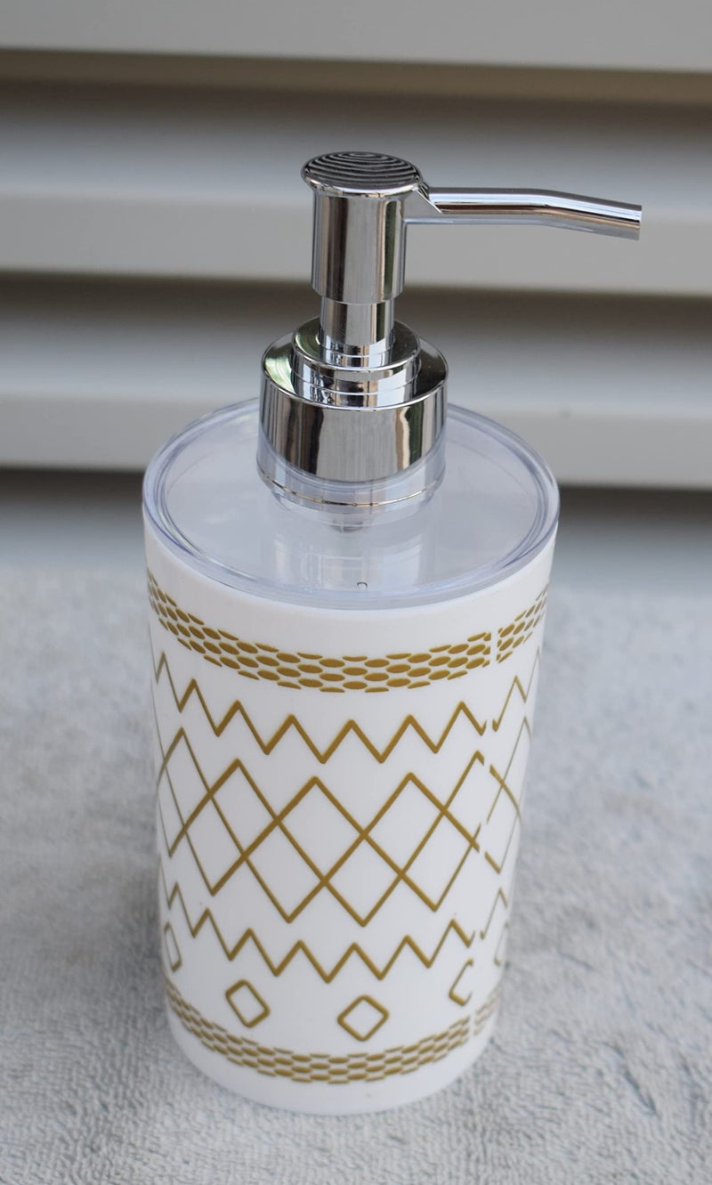 HARISTAR Liquid Soap Dispenser/Shampoo/Bottle Set with Pump for handwash in Bathroom, Kitchen Sink Chrome Finish top (White Black Golden), Plastic - Image 4