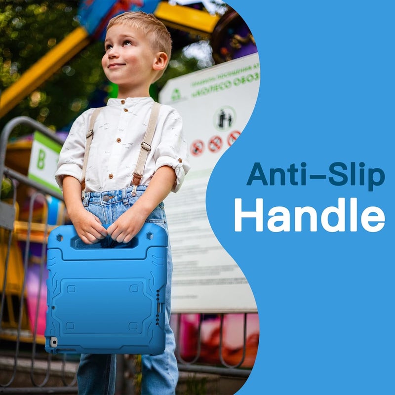 جي تيك جراب للأطفال لجهاز iPad مقاس 9.7 بوصة (الجيل السادس/الخامس، موديل 2018/2017) مع واقي شاشة مدمج، وغطاء حماية كامل الجسم مقاوم للصدمات مع مقبض (أزرق) - Image 3