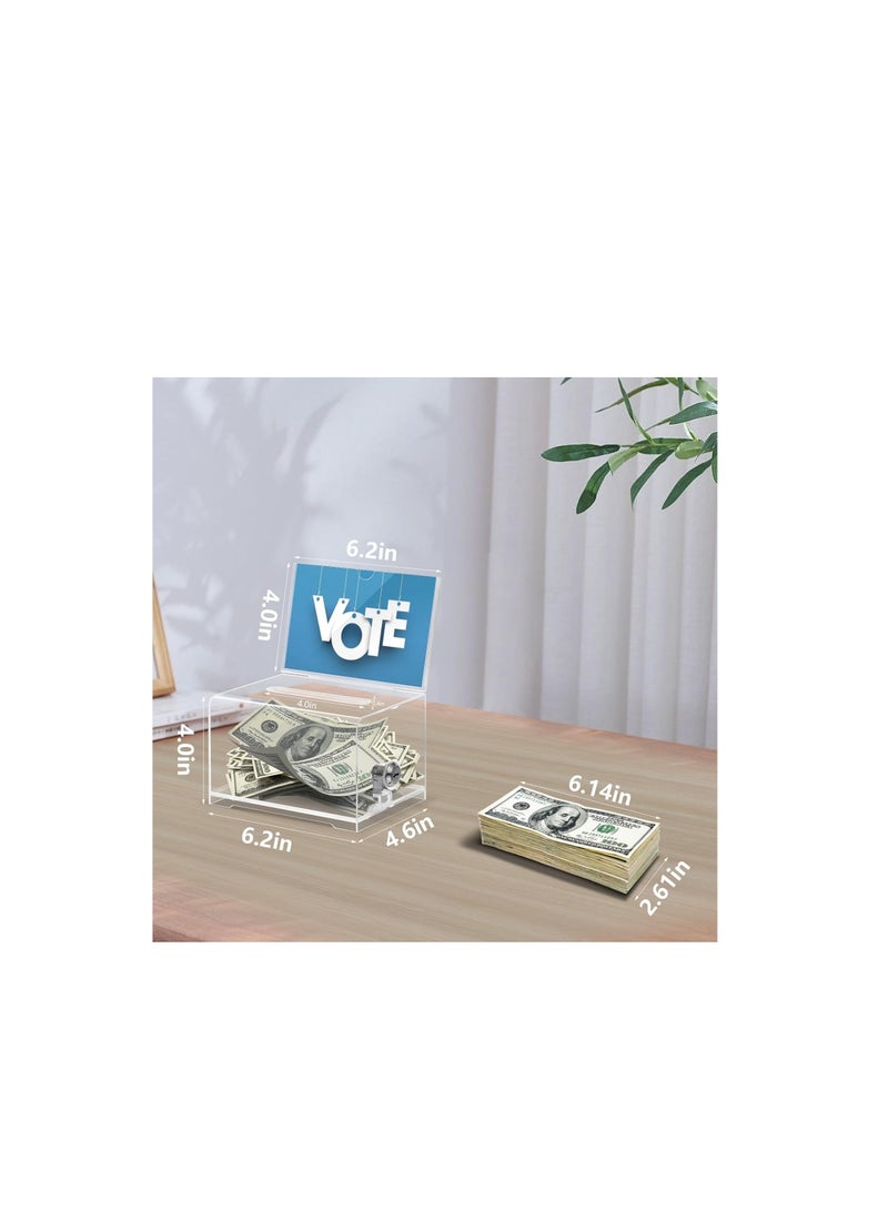 Terabyte صندوق تبرعات أكريليك شفاف مع قفل وحامل لافتة، صندوق اقتراع، صندوق اقتراحات، وصندوق جمع للتصويت، التبرعات، والإكراميات - Image 5