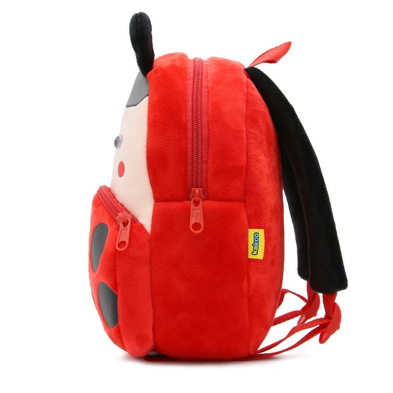 Plush Kids Backpack, Ladybug Animal Design, Soft Lightweight School Bag for Toddlers and Preschool Kids - Image 4