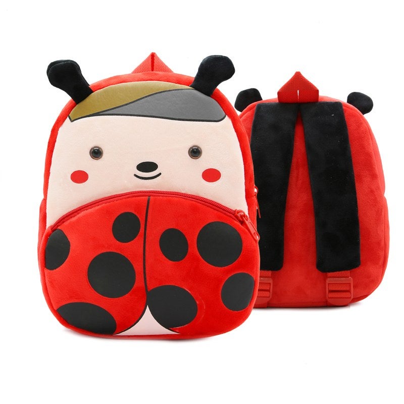 Plush Kids Backpack, Ladybug Animal Design, Soft Lightweight School Bag for Toddlers and Preschool Kids - Image 1