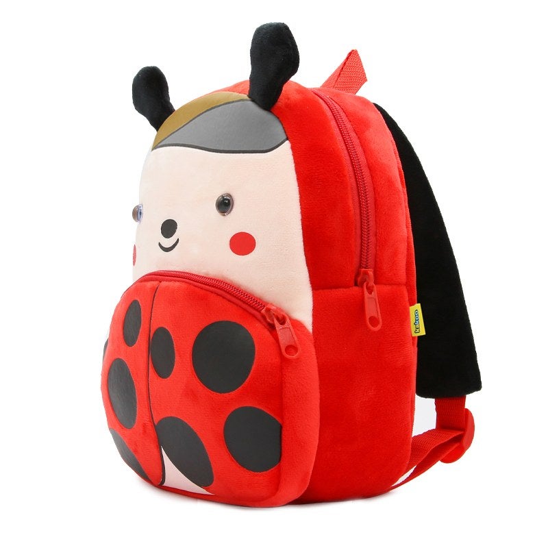 Plush Kids Backpack, Ladybug Animal Design, Soft Lightweight School Bag for Toddlers and Preschool Kids - Image 3