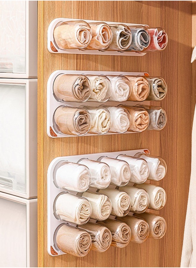 Generic Wall Mounted Underwear Storage Box Wardrobe Organizer Box Capsule Style Non Punching for T-shirt Skirts Socks Bras Panties Scarf (5 Capsules)  - Image 1