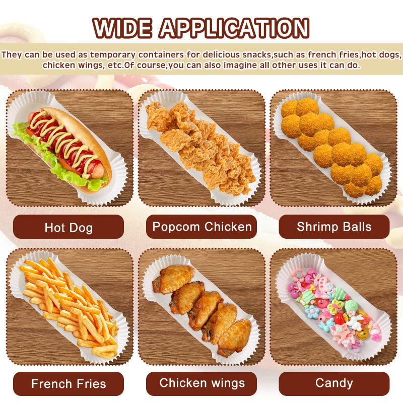 Sherr 1200 Pcs Hot Dog Trays 6 Inches Fluted Paper Hot Dog Liners Disposable White Paper Food Trays Rectangular Hot Dog Holder Boats Container for Sandwiches Hamburgers Corn Serving Stand Party Festival - Image 4