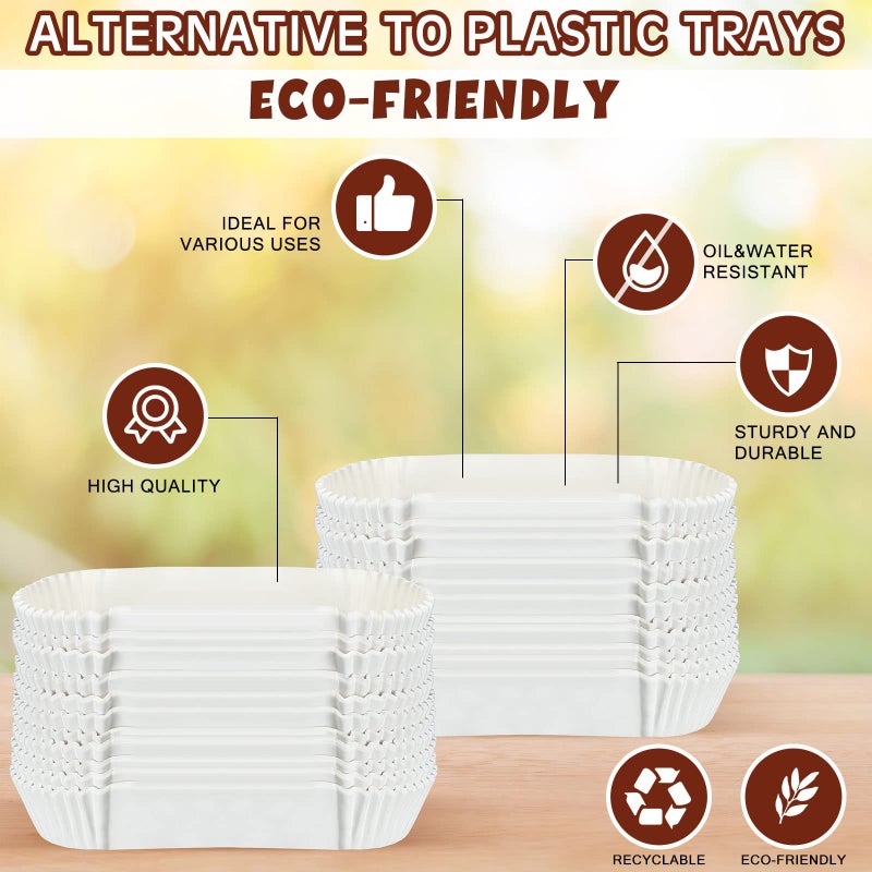 Sherr 1200 Pcs Hot Dog Trays 6 Inches Fluted Paper Hot Dog Liners Disposable White Paper Food Trays Rectangular Hot Dog Holder Boats Container for Sandwiches Hamburgers Corn Serving Stand Party Festival - Image 3