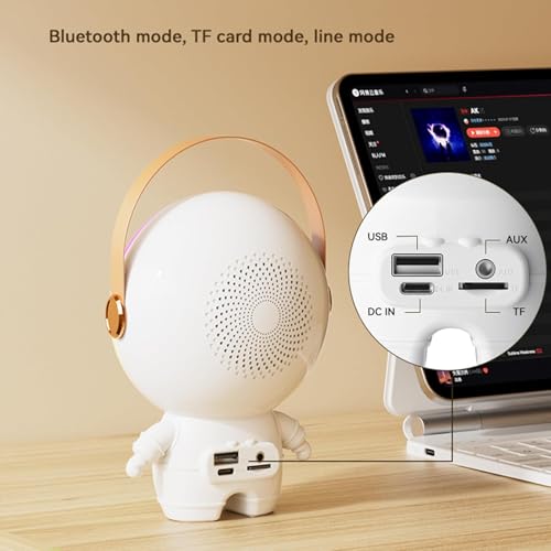 Qlect Astronaut Karaoke Machine for Kids Adults, Mini Portable Blue-Tooth Karaoke Speaker with Wireless Microphone and Dynamic Lights Birthday Gift for Kids Boys Girls | Home KTV Outdoor Travel - Image 5