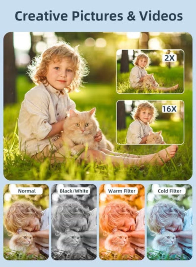  فيكتوال كاميرا رقمية، كاميرا Lecran FHD 1080P Point and Shoot للأطفال، مع بطاقة 32 جيجابايت، حبل، تكبير 16X مضاد للاهتزاز، ختم تاريخ، صغير الحجم للمبتدئين من الأطفال والمراهقين والطلاب والفتيات والأولاد (أسود) - Image 4