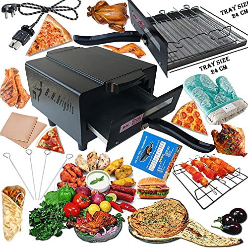 B.N. brights BNBrights Heavy Weight Mini Electric Tandoor For Home Fitted With Stainless Steel Element and Cement Sheet for Plywood Protection with all Freebies AccessoriesPizza Cutter Recipe Book Grill Handle Glove 4 Skewers 4 Legs Magic PaperNon Stick Sheet Electric Tandoor and Grill BarbecueElectric tandoor GrillElectric tandoor for naan and rotiElectric tandoor for home kitchenfor Business and Restaurant purposeB3  - Image 1
