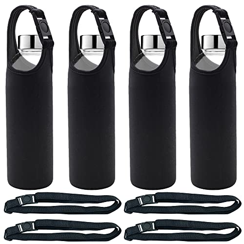DanziX 4 Pack Water Bottle Carrier, Neoprene Sleeve Water Bottles Cup Carrier with 4 Shoulder Strap,Fit for All 16oz-20oz Sport Water Bottle-Black - Image 1