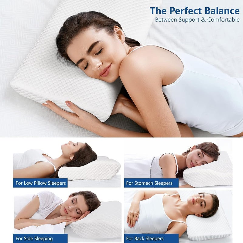 IDITRI EXPORT Cervical Contour Memory Foam Pillow for Sleeping,Orthopedic Pillow for Neck Pain, Support for Back,Stomach,Side Sleepers, with Breathable Zip Cover (19X12X4INCH) (Grey) - Image 4